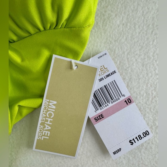 NWT MICHAEL Michae Kors Limeade Key Hole One Piece Swimsuit Woman’s Size 10 - Picture 6 of 6